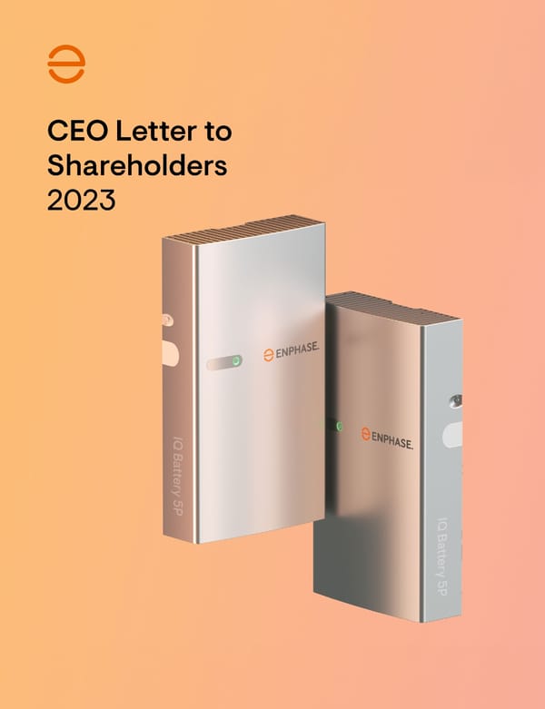 CEO Letter to Shareholders  - Page 1